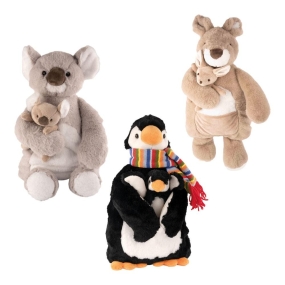 Kuschelfamilie Tiere Set mit Wärmflasche und Kirschkernkissen