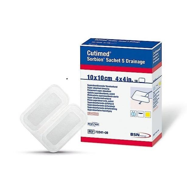 Cutimed Sorbion Sachet S Drainage 10 x 10 cm 25 Stück Schlitzkompressen