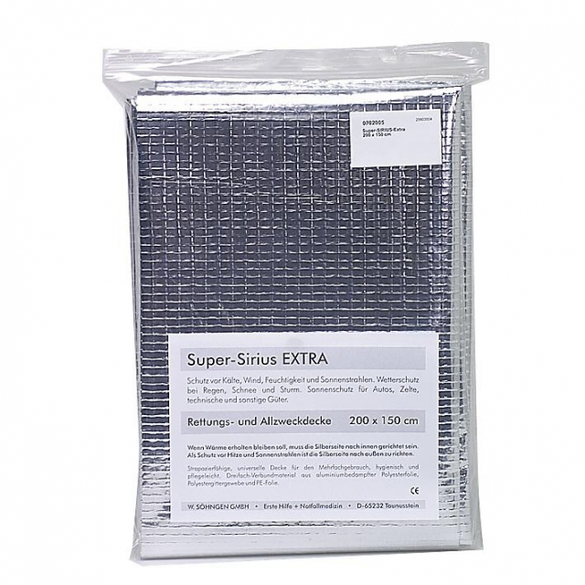 Super Sirius extra Rettungsdecke 200 x 150 cm Super-Sirius Rettungsdecke extra 200 x 150 cm