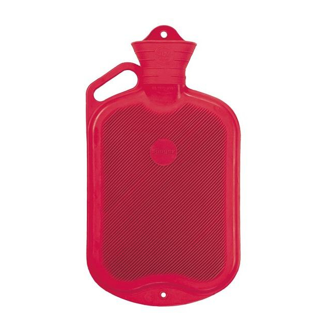 Wärmflasche medizinisch mit Griff Halblamelle 2,0 l rot Laminierte und farbige Wärmflaschen