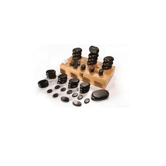 Hot Stone Basaltstein-Set geschliffen 45-teilig Natur-Basaltsteine vulkanischen Ursprungs von Clap Tzu für die Wärmetherapie