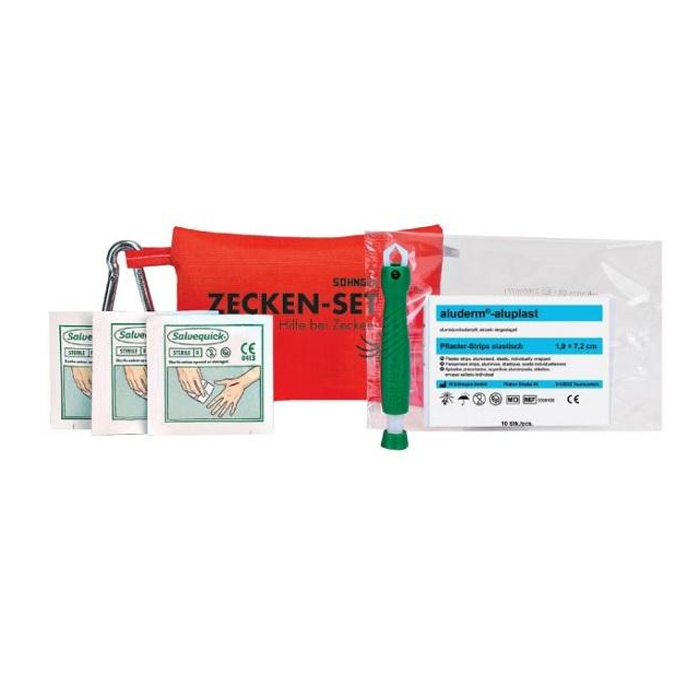 Zecken-Set mit Wundtüchern, Zeckenpinzette, Pflasterstrips