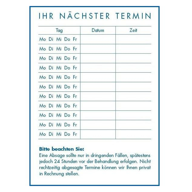 Terminkarten beidseitig 75 x 102 mm weiß 200 Blatt