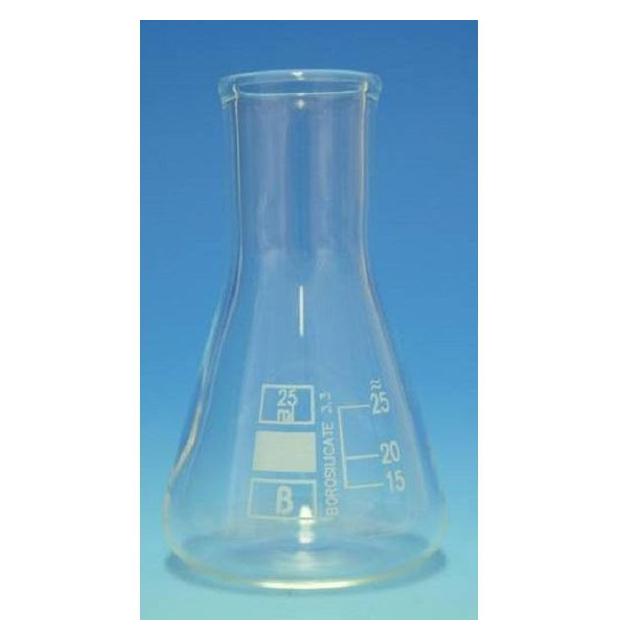 Erlenmeyerkolben mit Teilung Borosilikatglas 3.3 Laborglasgefäße mit Eng- oder Weithals von Karl Hecht in verschiedenen Größen
