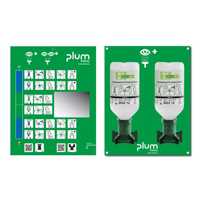 Augenspülstation mit zwei 500-ml-Flaschen Wandstation zur Augenwaschung von Plum
