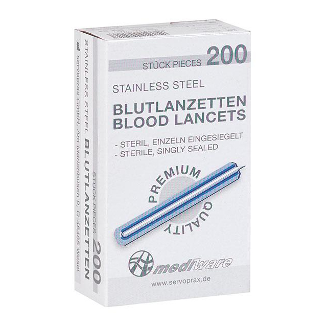 Mediware Blutlanzetten Premium 200 Stück Einstichinstrument zur Blutentnahme