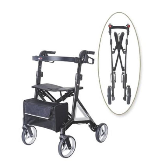 Rollator ALEVO silber mit Rückengurt und Tasche