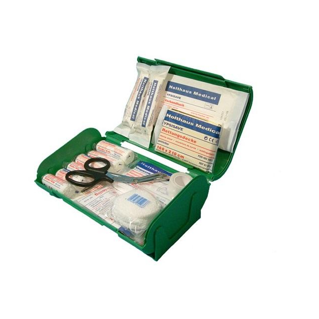 Erste-HiIlfe-Box mit Wandhalterung, Füllung nach DIN13157 Notfallbedarf von notfallkoffer.de