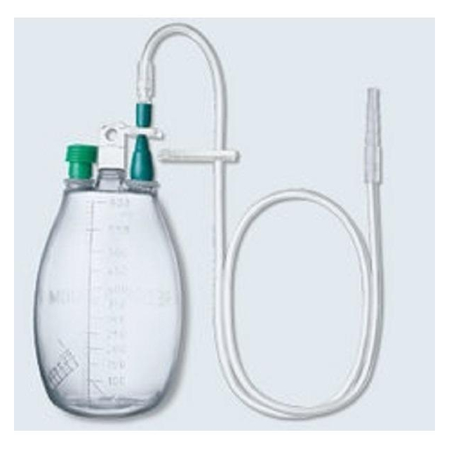 OP-Flaschen mit Redon-Verbindungsschlauch 200 ml und 400 ml Systeme von pfm medical mit 50 ml Sicherheitsvolumen