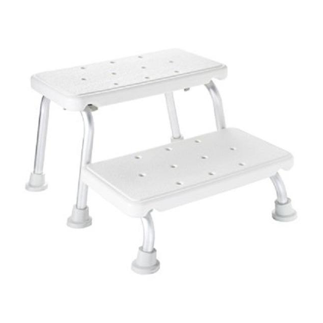 Zweistufenschemel Aluminium weiß 42 x 22,5 x 27 cm