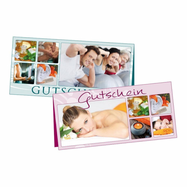 Geschenkgutscheine mit Stempelfeld und Umschlag