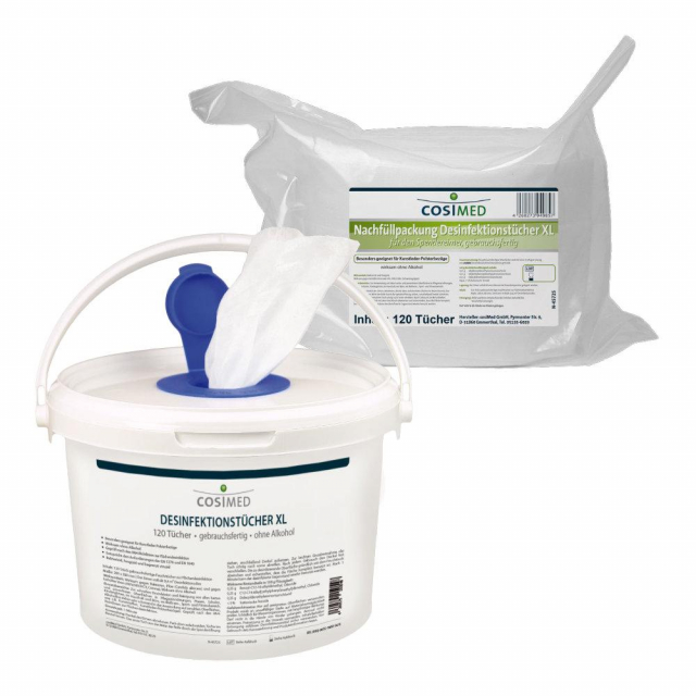 Desinfektionstücher XL 120 Stück Wipes von cosiMed zur Flächendesinfektion