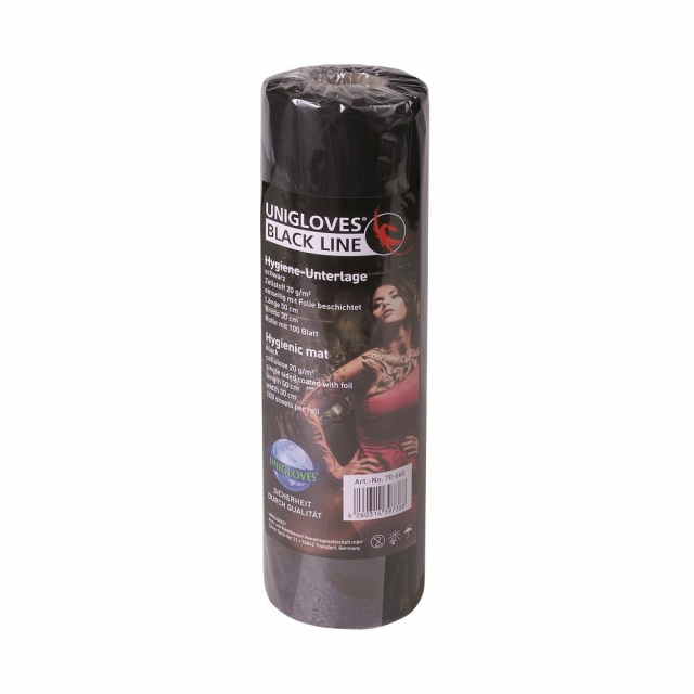 Hygiene-Unterlage schwarz 50x30 cm 100 Blatt Zellstoffunterlage von Unigloves