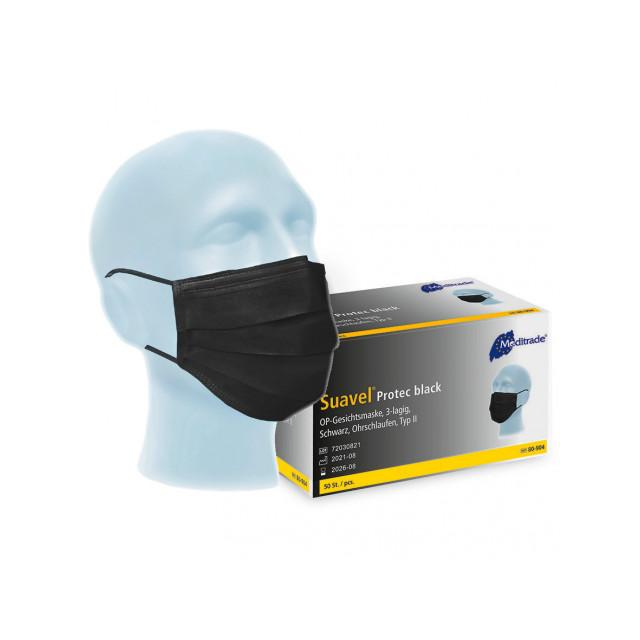 Suavel Protec OP-Maske Black, 3-lg.