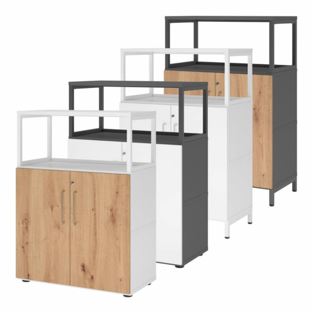 Flexwall Regal mit Türen 3 OH (1 offen)