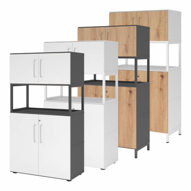 Flexwall Kombischrank mit Türen 4 OH (1 offen)