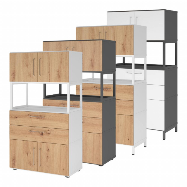 Flexwall Kombischrank mit Türen, Schubladen, 4 OH (1 offen)