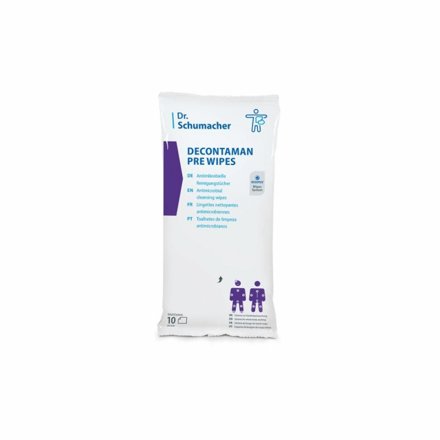 DECONTAMAN PRE Wipes Pack á 10 Tücher Antimikrobielle Reinigungstücher