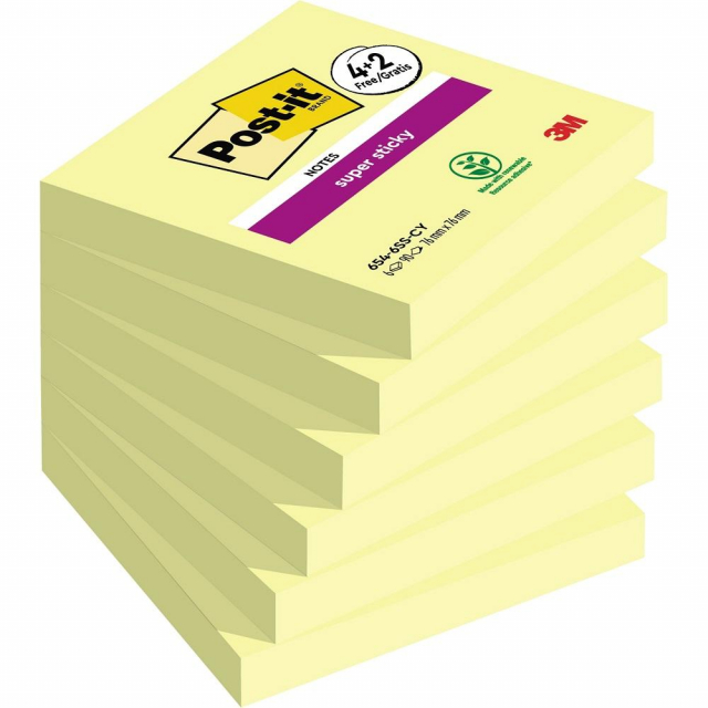 Post-it Haftnotiz gelb 76 x 76 mm 6 Blöcke