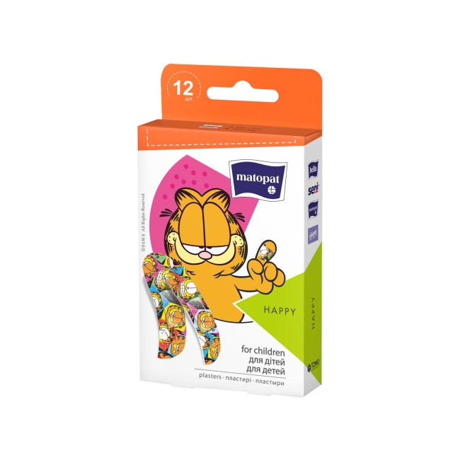 Kinderpflaster Garfield Strips Happy 12 Stück Kinderpflasterset mit 12 Pflastern in 2 Größen