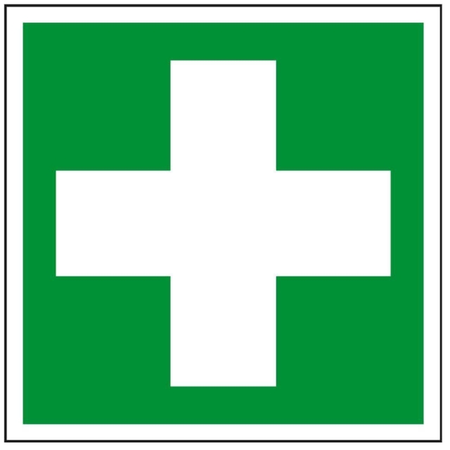 Hinweisschild Kreuz grün/weiß 15x15cm, 1 Stück PVC-Folie