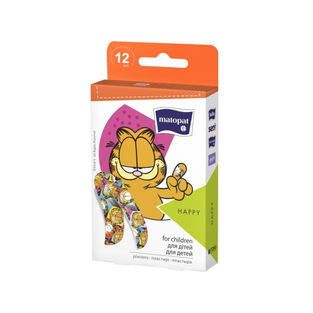 Kinderpflaster Garfield Strips Happy 12 Stück Kinderpflasterset mit 12 Pflastern in 2 Größen