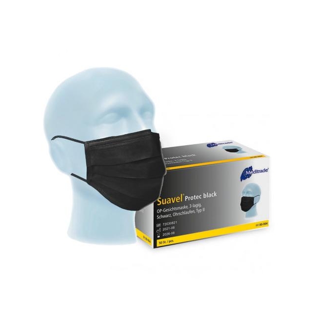 Suavel Protec OP-Maske Black, 3-lg.