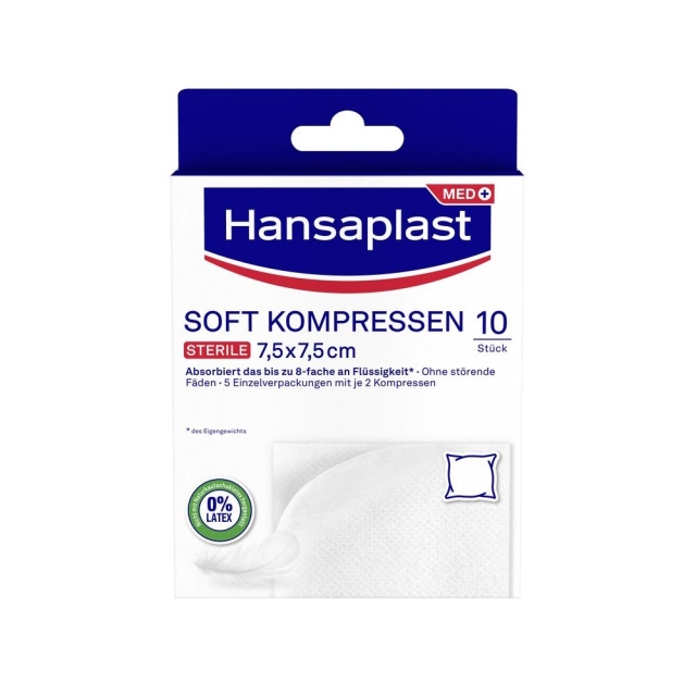 Hansaplast Sterile Soft Kompresse 7,5 cm x 7,5 cm 5 x 2 St.