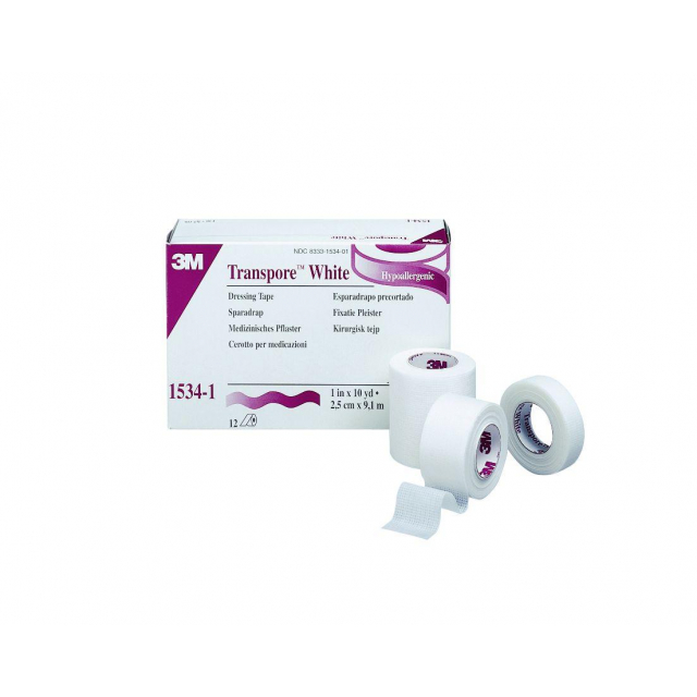 Transpore White Fixierpflaster 2,5cm x 9,1m 12 Rollen