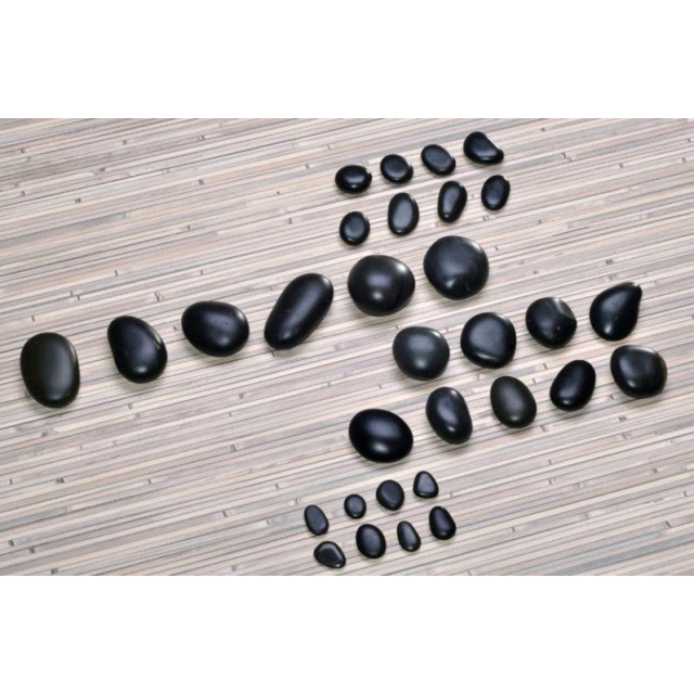 Hot Stone Basaltstein Basis-Set 31-teilig Natur-Basaltsteine vulkanischen Ursprungs für die Wärmetherapie