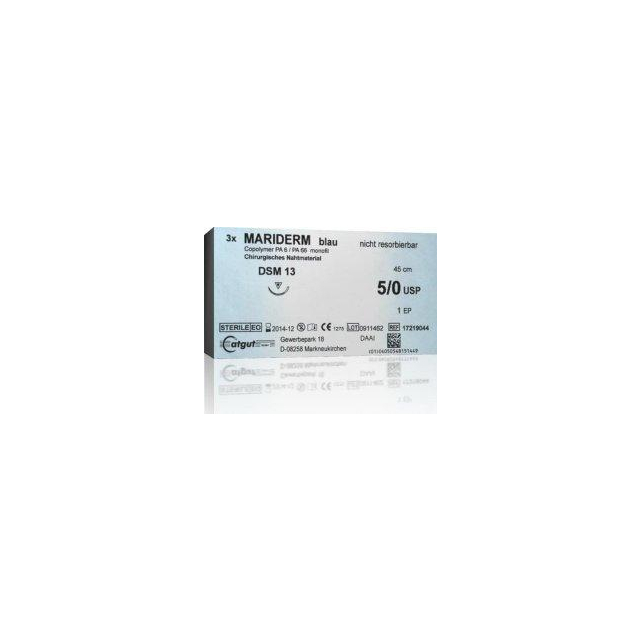 Mariderm Nahtmaterial DS19 70 cm blau monofil Nahtmaterial von Catgut