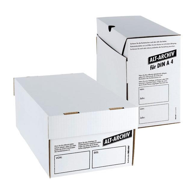Archivkarton für DIN A5 weiß mit Deckel 420 x 238 x 167 mm Archivkarton für die Alt-Ablage