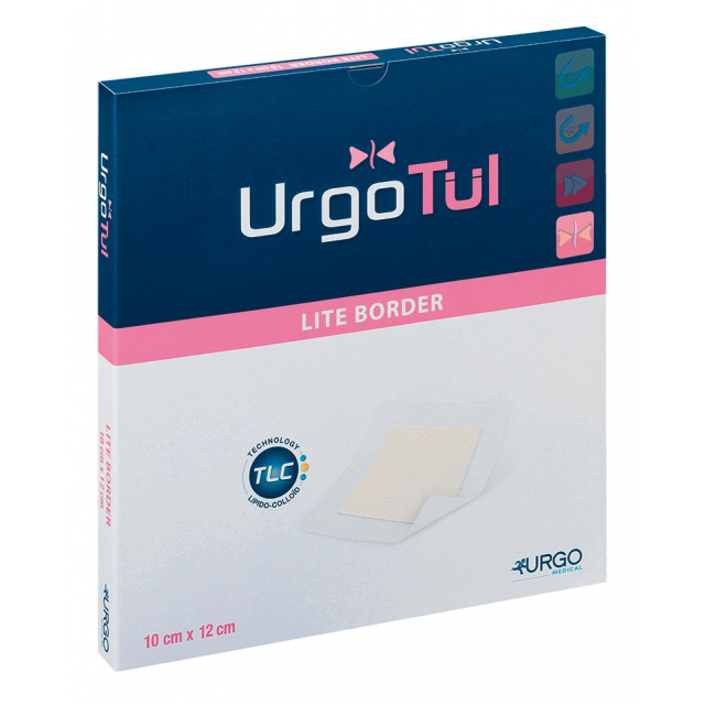 UrgoTül Lite Border Wundauflage Polyestergitter mit TLC-Wundheilungsmatrix