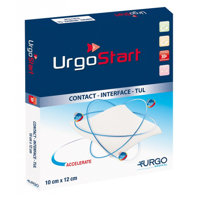 UrgoSTART Tül Gaze Polyestermatrix mit TLC-NOSF-Wundheilungsmatrix