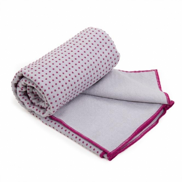 Yogatuch GRIP² zweifarbig grau/aubergine