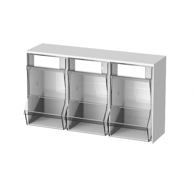 PicBox Spritzenspender mit 3 Schütten Wandmodell First-in/First-out-Prinzip