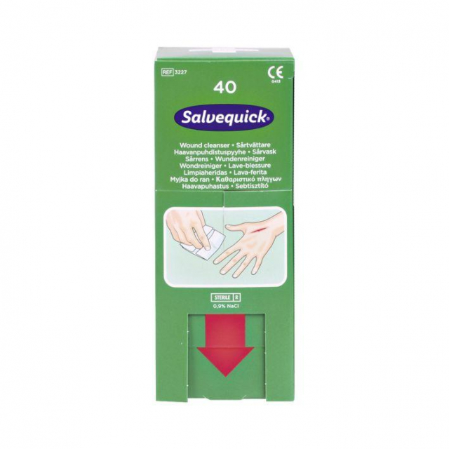 Salvequick-Wundreinigungstücher Nachfüllkarton 40 Stück Spenderbox
