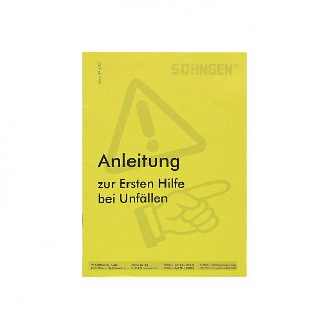 Anleitung Erste Hilfe Heftform gelb entspricht DGUV 204-006 Erste-Hilfe-Heft bei Unfällen