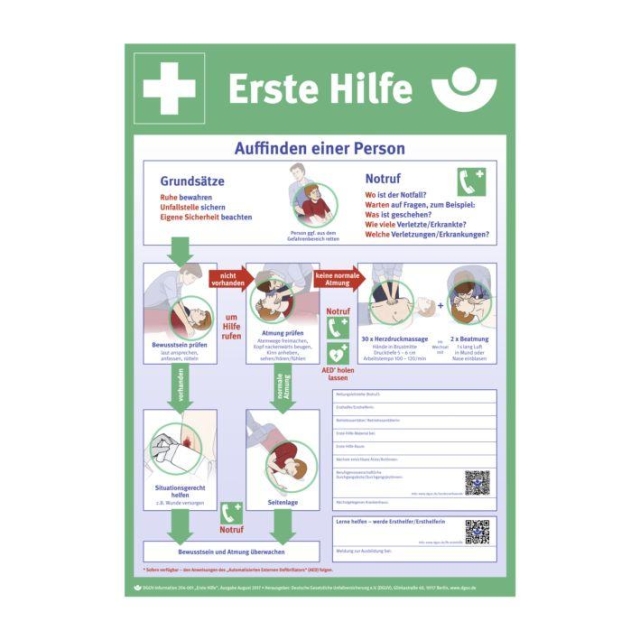 Anleitung Erste Hilfe Plakatform A2 Papier oder Kunststoff Plakat Erste Hilfe Anleitung