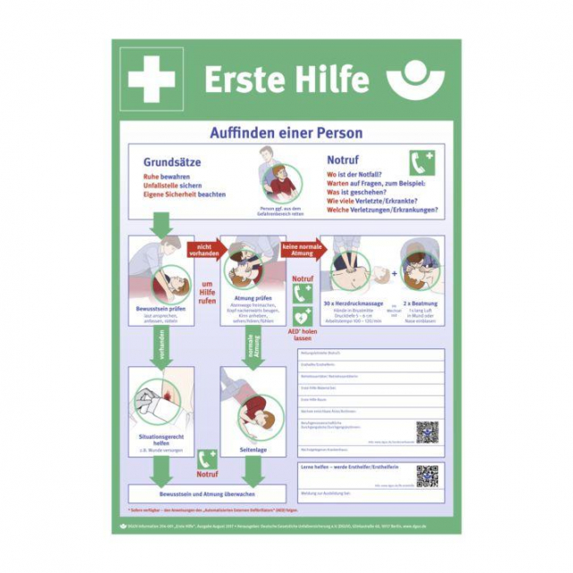 Anleitung Erste Hilfe Plakatform A2 Papier oder Kunststoff Plakat Erste Hilfe Anleitung
