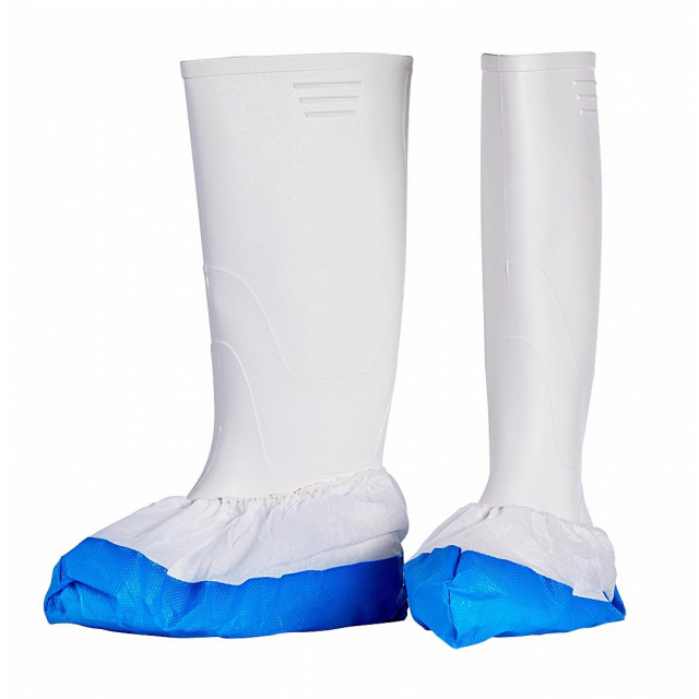 Überziehschuhe PP-Vlies weiß/blau 50 Stück Einmalschuhe für Medizin, Pflege, Industrie